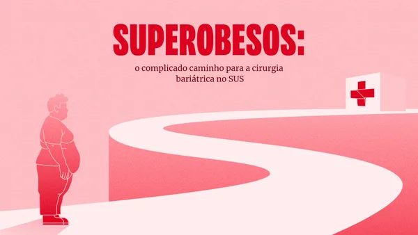 Ilustração com pessoa obesa olhando cruz através de caminho sinuoso - Metrópoles