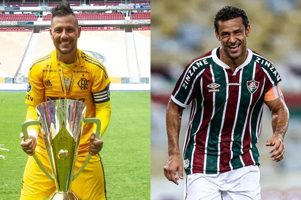 Diego Alves, goleiro do Flamengo, e Fred, atacante do Fluminense