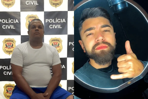 Colagem colorida do suspeito e da vítima no caso de técnico encontrado morto carbonizado - Metrópoles