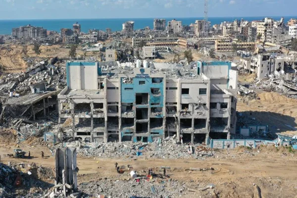 Imagem colorida de cidade de Rafah, no sul de Gaza