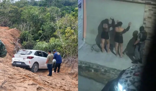 Imagem colorida: duas imagens mostram ação de policiais - Metrópoles