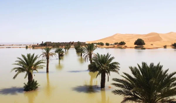 Imagem colorida de Lagoas no deserto do Saara