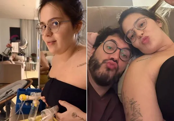 Na imagem, duas fotos: uma com a influenciadora Viih Tube e outra dela com o marido Eliezer - Metrópoles