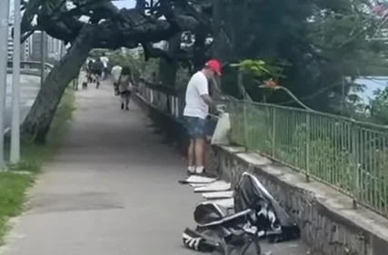 Homem vandaliza placas na Lagoa