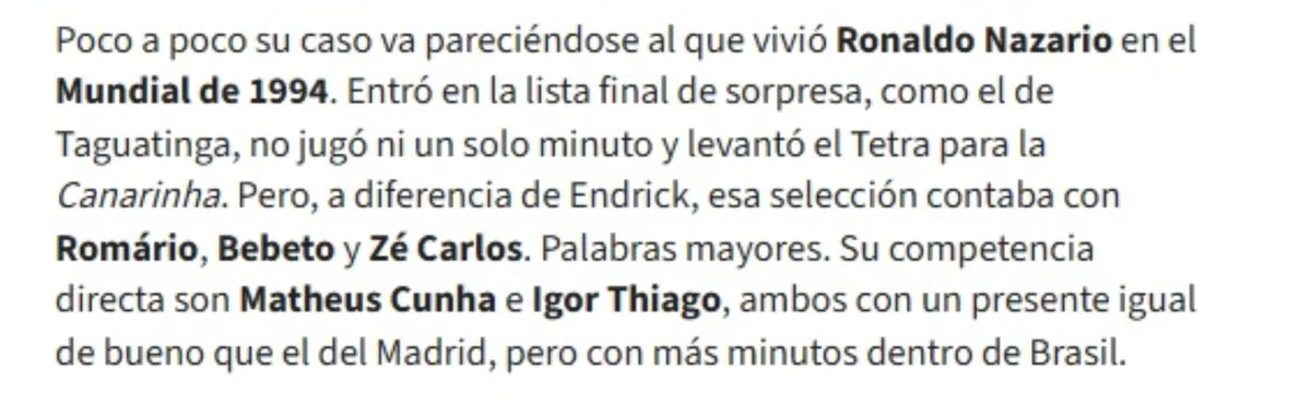 Jornal espanhol compara situação de Endrick com a de Ronaldo em 1994 - imagem 5 Jornal espanhol compara situação de Endrick com a de Ronaldo em 1994 - imagem 5