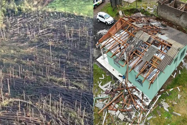Imagem colorida, tornado Santa Catarina - Metrópoles