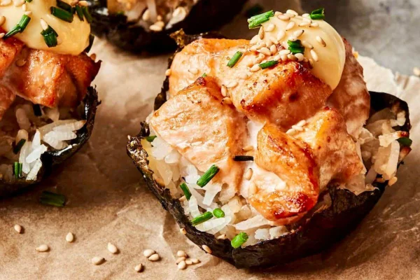 Sushi feito na air fryer