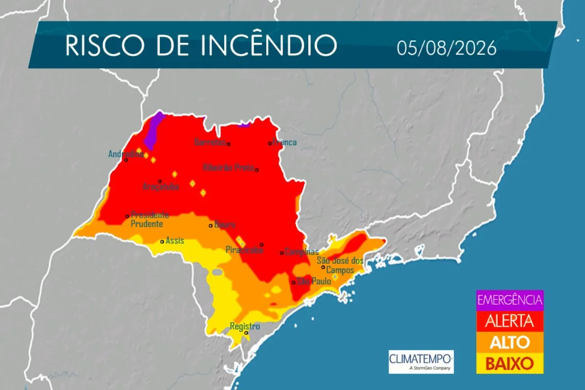Com avanço do tempo seco, umidade do ar pode atingir índices inferiores a 15% em regiões do interior de São Paulo ao longo da semana Com avanço do tempo seco, umidade do ar pode atingir índices inferiores a 15% em regiões do interior de São Paulo ao longo da semana
