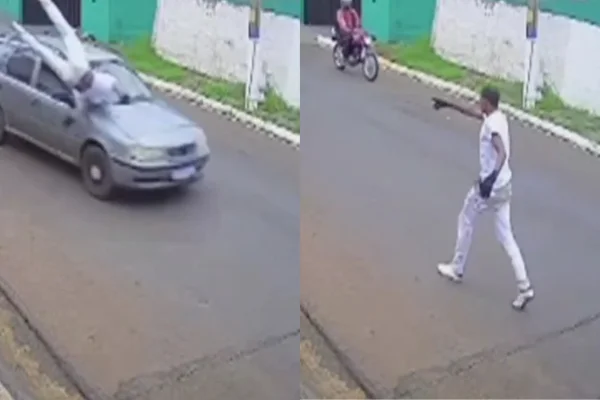 Imagem colorida de montagem homem atropelado e andando na sequência. Metrópoles
