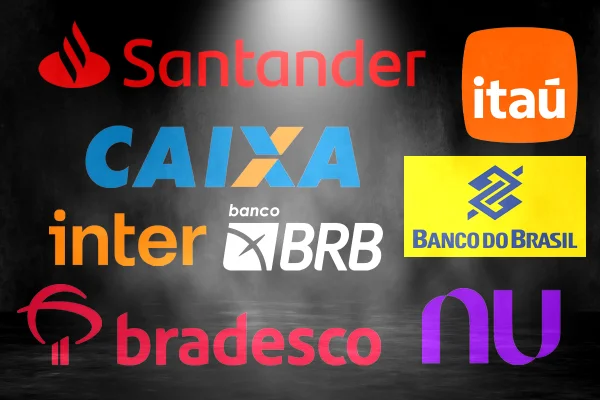 Imagem colorida de logos de bancos golpes - Metrópoles