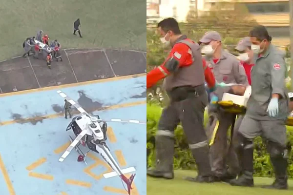 Helicóptero da PM pousa na Globo para resgatar homem atropelado