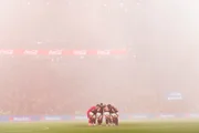 Jogadores do Flamengo antes da partida diante do Cruzeiro