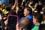 O ex-presidente Jair Bolsonaro chega a ato na Avenida Paulista - Metrópoles