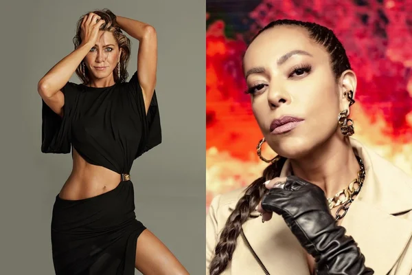 Em fotos justapostas, a atriz americana Jennifer Aniston (esquerda) e a atriz brasileira Samantha Schmütz (direita) - Metrópoles
