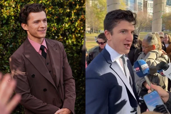 Montagem mostra o ator Tom Holland (esquerda) e Nick Anderson (direita), que foi escolhido como sósia do ator