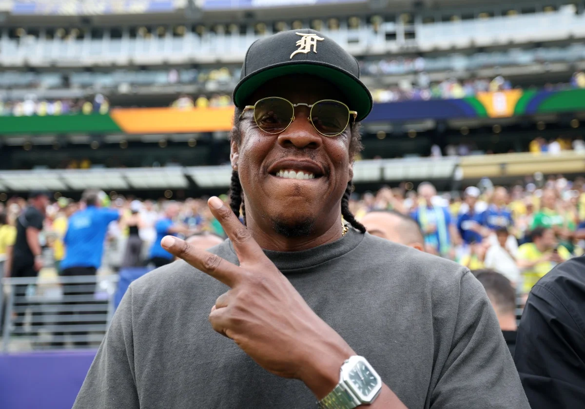 Cantor Jay-Z durante partida da Copa do Mundo Cantor Jay-Z durante partida da Copa do Mundo
