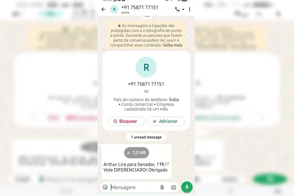 Número com DDD da Índia pede voto a Arthur Lira