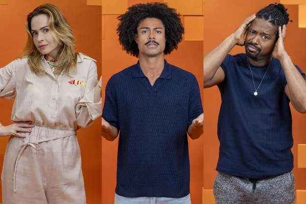 Montagem de imagens do 9º Paredão do BBB 26: Ana Paula Renault, Breno e Leandro Boneco - Metrópoles