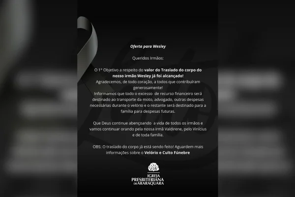 Vaquinha viabilizou o traslado do corpo de Wesley Santiago Sousa, de 30 anos, morador de Araraquara, que morreu em um acidente em Posadas - Metrópoles