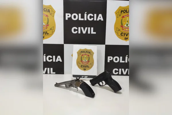 duas armas em cima de mesa