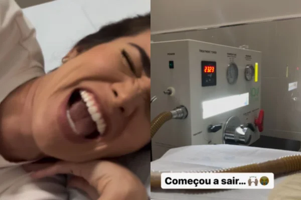 Foto mostra Adriana Sant'Anna, ex-BBB, fazendo limpeza intestinal
