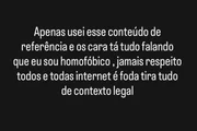 Streamer acusado de homofobia contra ator João Victor Gonçalves se desculpa
