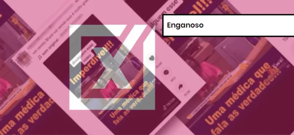Captura de tela do TikTok com etiqueta que sinaliza conteúdo enganoso