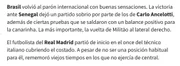 "O jogador do Real Madrid começou como titular na escalação do técnico italiano, atuando na lateral. Apesar de não ser sua posição habitual, isso trouxe à tona lembranças de seus primeiros tempos, quando não jogava como zagueiro." "O jogador do Real Madrid começou como titular na escalação do técnico italiano, atuando na lateral. Apesar de não ser sua posição habitual, isso trouxe à tona lembranças de seus primeiros tempos, quando não jogava como zagueiro."