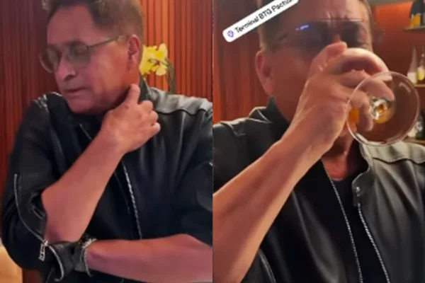 Leonardo comemora 30 dias sem beber com copo de cerveja