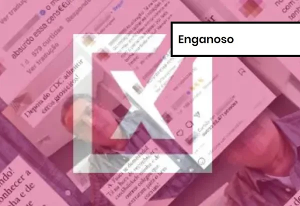 Imagem colorida de post enganoso sobre o órgão americano CDC