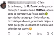 Print dos comentários sobre Mel Maia, MC Daniel e Lorena Maria