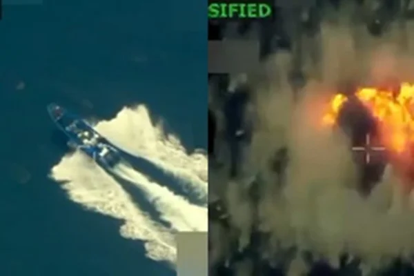 Reprodução imagem de barco explodido