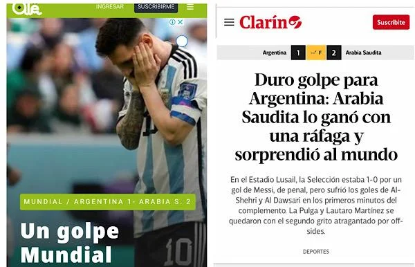 Mídia argentina vê o desastre da estreia como um “golpe mundial”