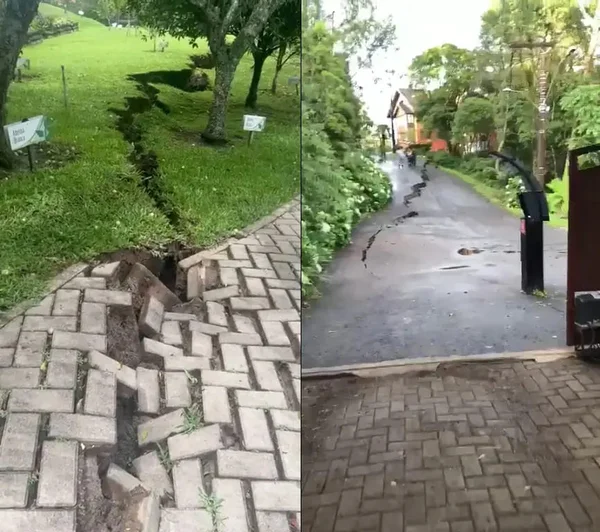 Cidade turística ‘parte ao meio’ após forte chuva e bairro é evacuado
