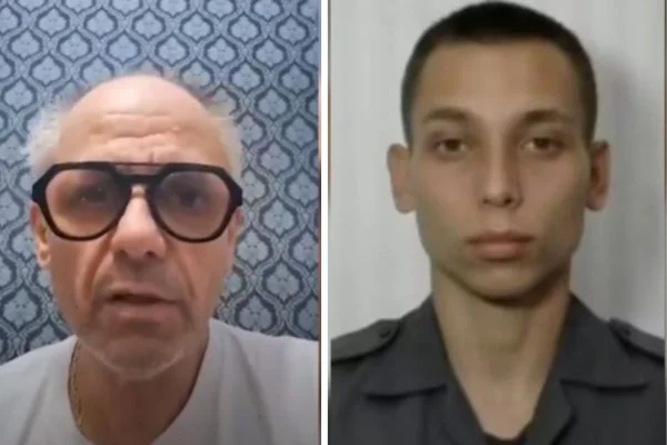 Imagem colorida que mostra um homem de óculos na direita e um homem jovem na esquerda. Metrópoles