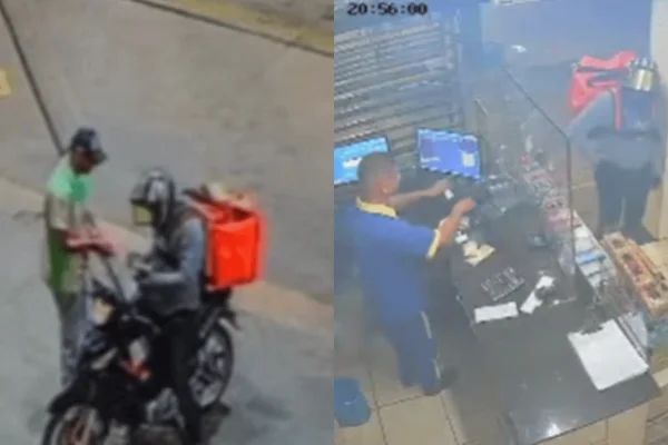 Imagem colorida de um homem assaltando dois postos de gasolina no interior de sp - Metrópoles