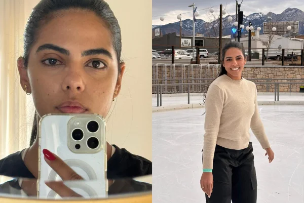 Foto mostra Juliana Oliveira. A esquerda é possível