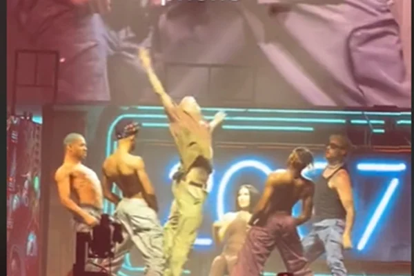 Imagem colorida de Chris Brown em show na Alemanha - Metrópoles