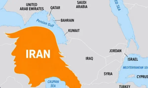 Trump divulga ilustração de mapa do Irã com o formato do próprio rosto