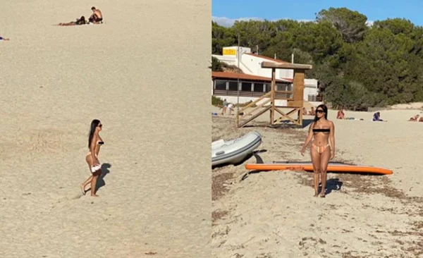Simaria é flagrada de topless em praia da Espanha. Veja