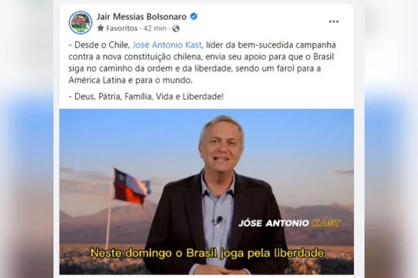 kast chile bolsonaro apoio eleição