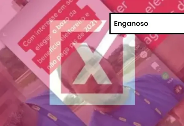 Imagem colorida de post enganoso sobre impostos do PIS/PASEP