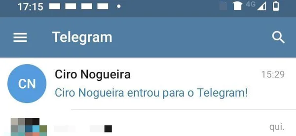 Agora governo, Ciro Nogueira entra para o Telegram