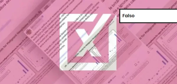 Captura de tela de post falso sobre estudo que relaciona vacina da Covid a aumento de óbitos por câncer
