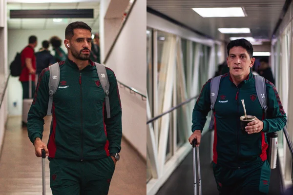 Montagem colorida de Renato Augusto e German Cano, do Fluminense - Metrópoles