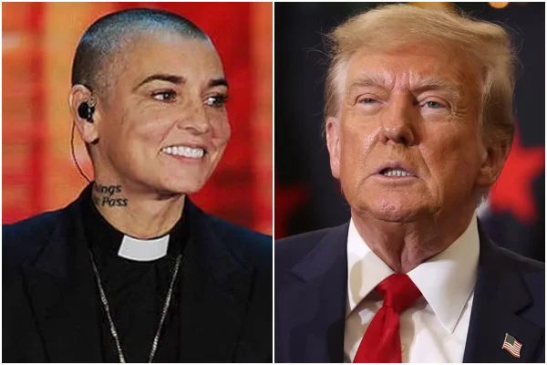 Montagem com as fotos de Sinéad O'Connor e Donald Trump - Metrópoles