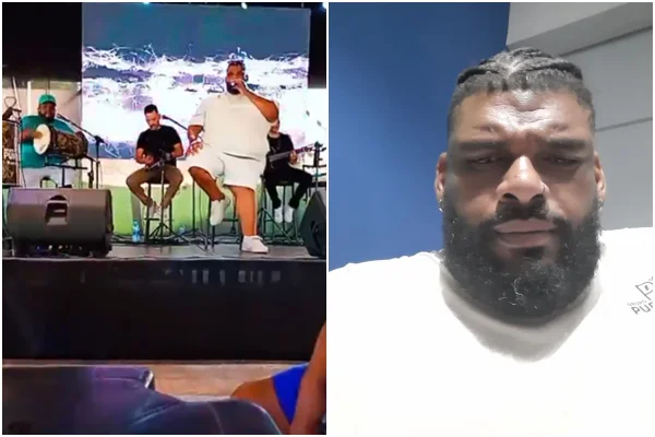 Grupo de pagode Pura Onda se apresentando no palco
