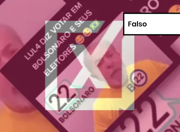 Imagem colorida de post falso sobre Lula e Bolsonaro