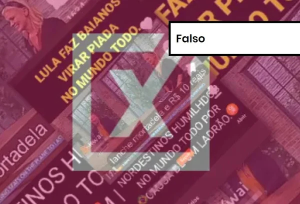 Imagem colorida de post falso sobre Lula