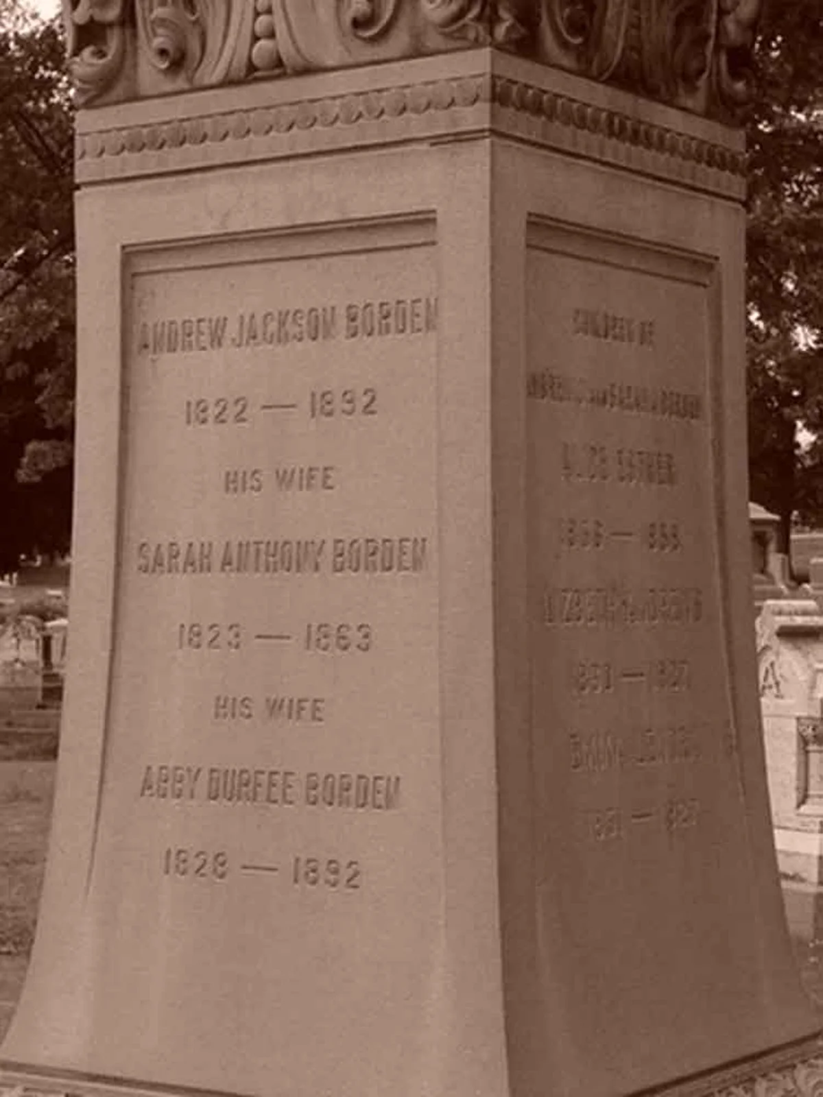 Cemitério em que estão os restos mortais da família Borden Cemitério em que estão os restos mortais da família Borden
